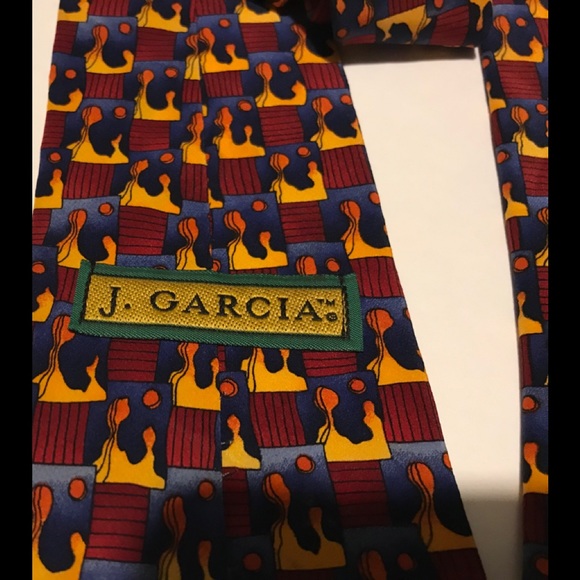J.Garcia Designer Tie (Maroon,gold,blue) - Picture 3 of 4